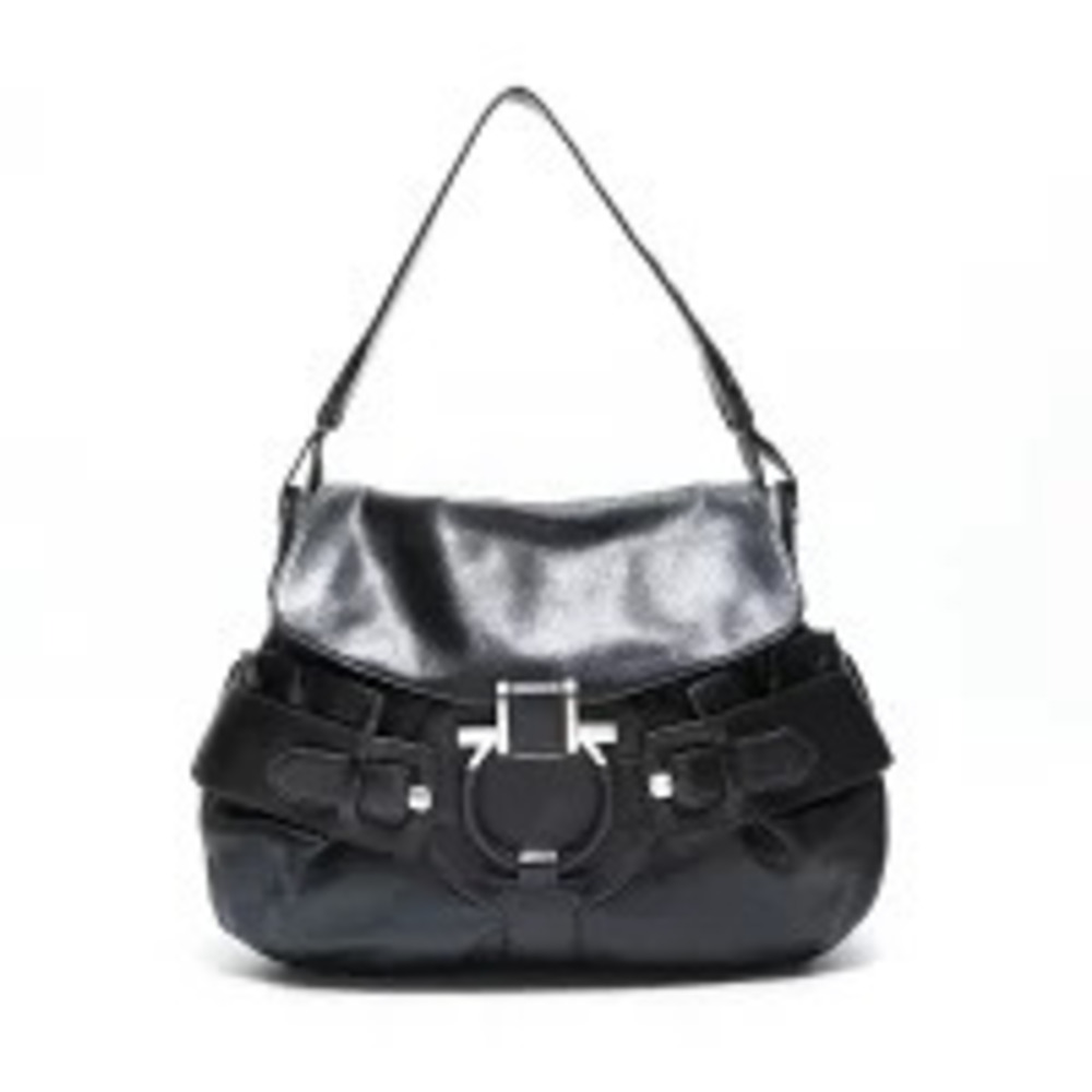 Salvatore Ferragamo Bag Shoulder Leather Black Gancini